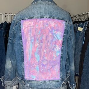 custom painted pastel Zara denim jacket